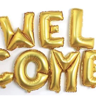 Welcome Foil Balloon Banner Gold