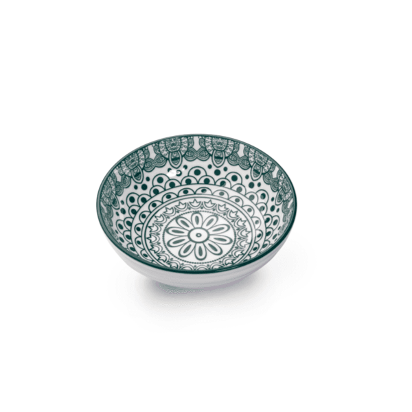 Che Brucia 5.125" Round Dish Green Arabesque/d03-055