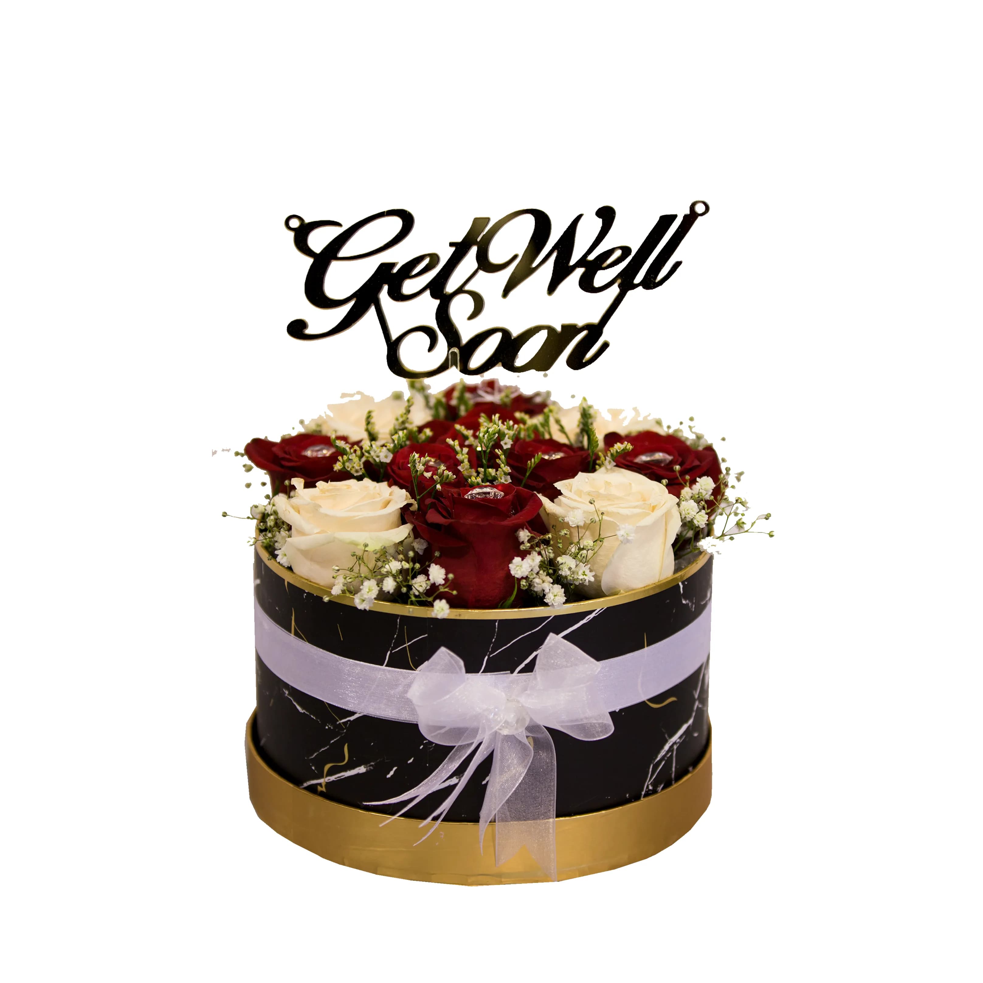 Get Well Soon Cristal Round Flower Box