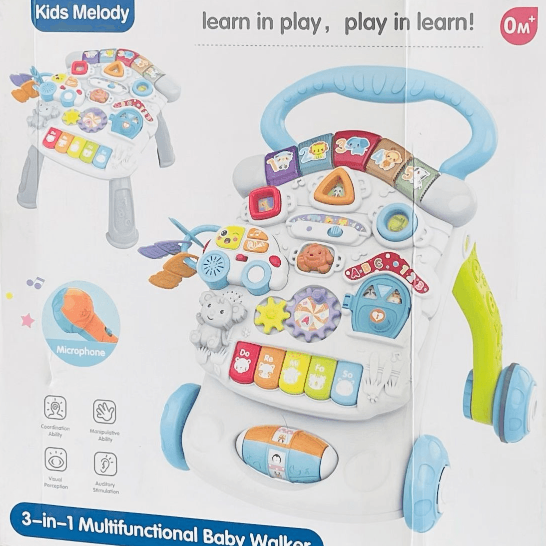 KIDS Melody Brand 3 In 1 Multifunctional Baby Walker In Blue