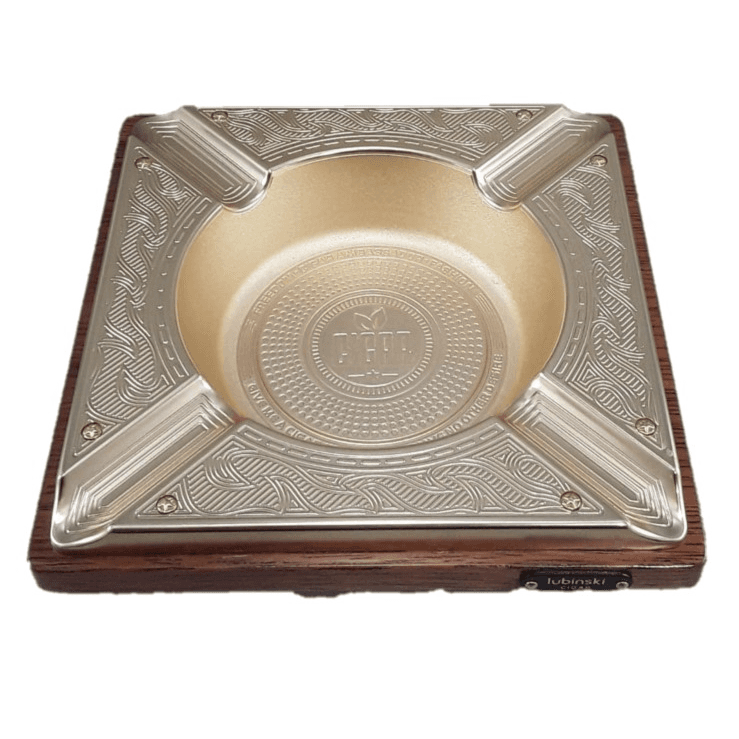 Cigar Ashtray Metal Wood 18x18cm Yja-20004-gd