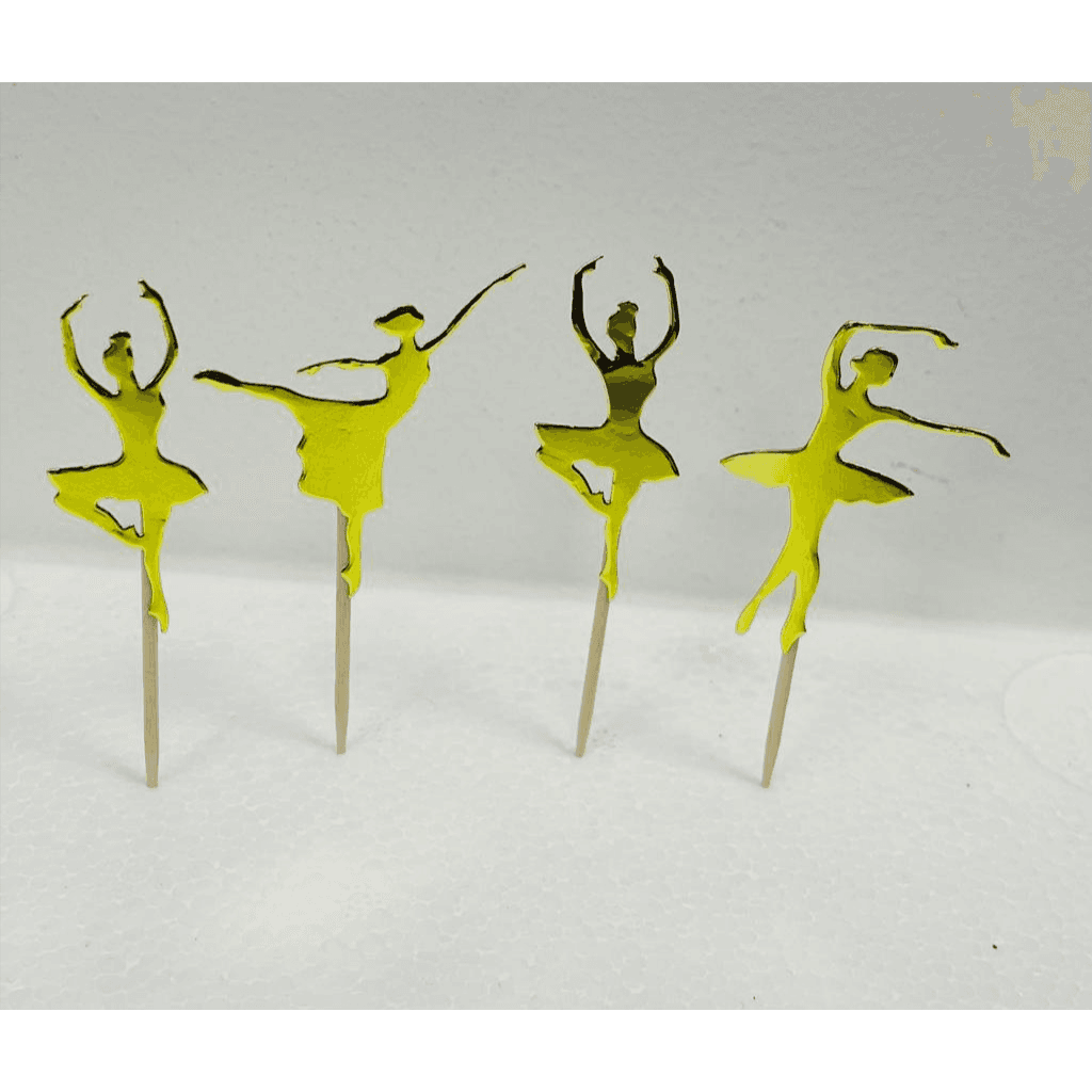 Handmade Gold Ballerina Cupcake Topper 12 Pieces