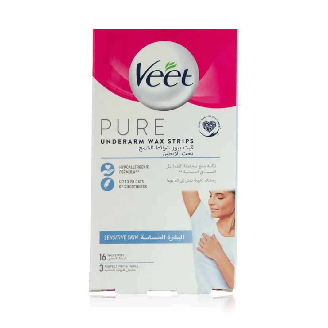 Veet Pure Underarm Wax Strips For Sensitive Skin 16 Wax Strips