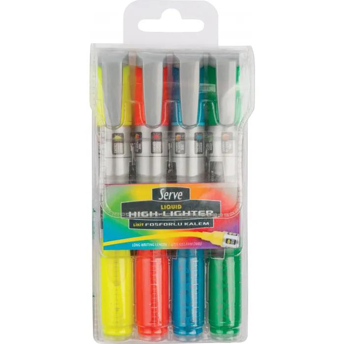 Serve Highlighter Set x 4 Colors Neon Ink B x 24