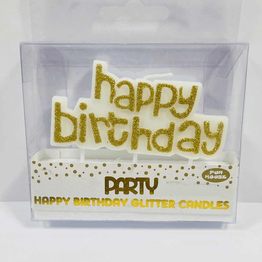 Gold Happy Birthday Glitter Candle