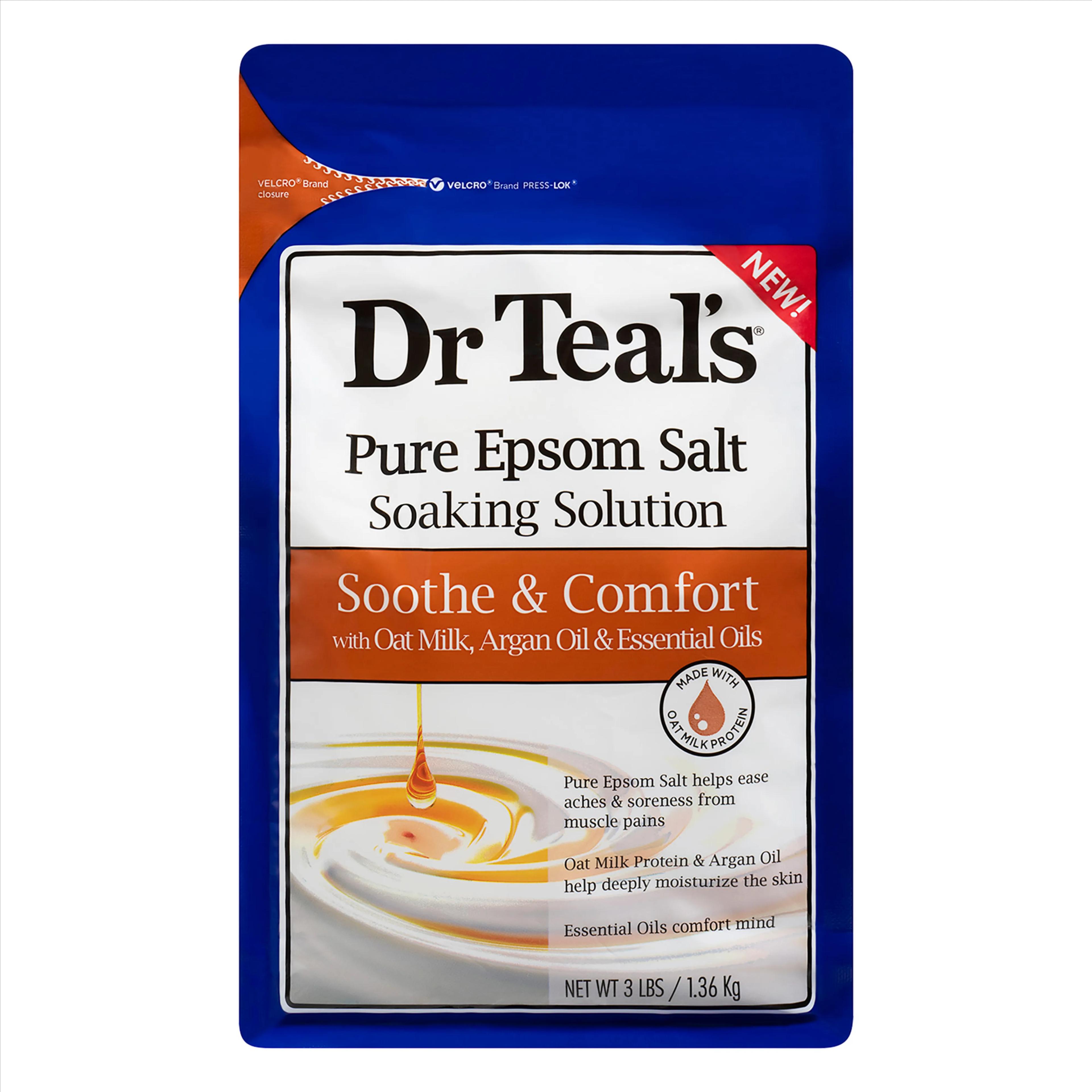 Dr Teal's Pure Epsom Salt Soak Soothe & Comfort With Oat Milk & Argan Oil 3 Lbs 1.36 Kg