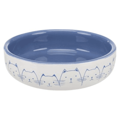 Hello My Little Cat Bowl Flat Ceramic Sky Blue