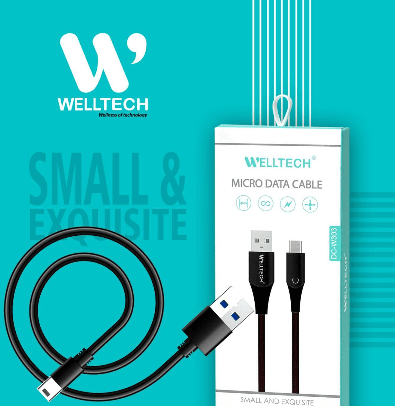 Welltech W303 كابل شحن سريع من النوع C