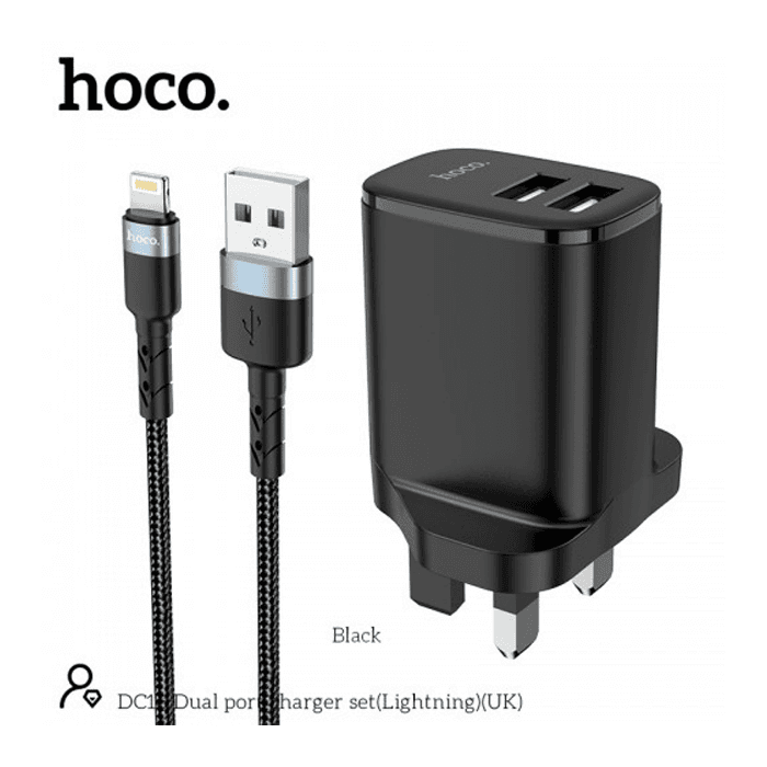 Hoco DC16 Dual Port Charger Set - Lightning