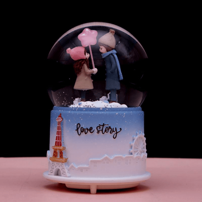 Lovers In Paris Blue Crystal Ball