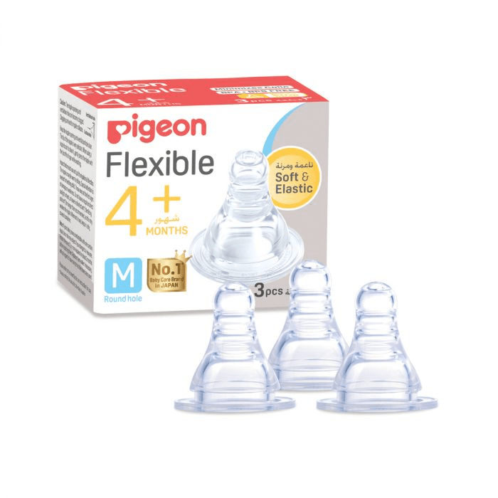 Pigeon Flexible Nipple Medium With Round Hole 4+ Months  Ref- Pb17352  3 Pieces