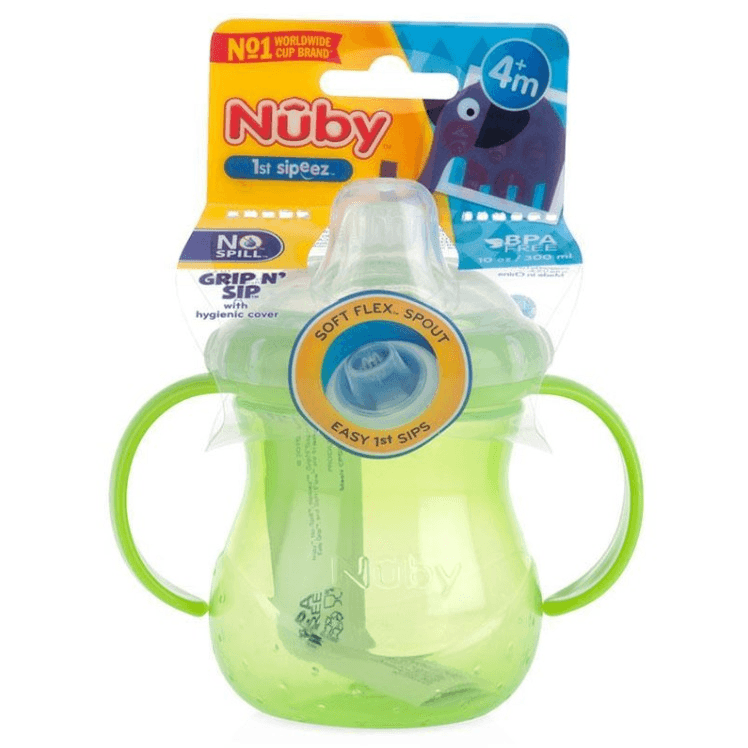 Nuby No Spill Trainer Cup Twin Handle 4m+ 295ml Assorted Colour