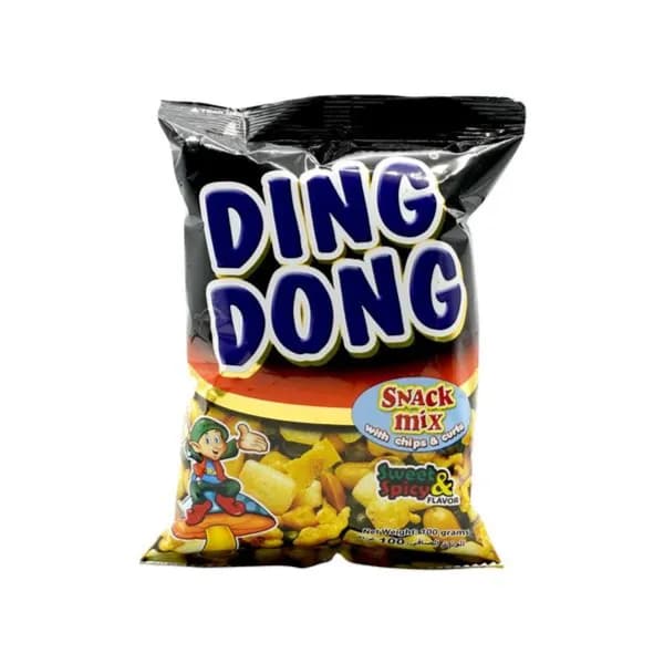 Ding Dong Snack Mix With Chips & Curis Sweet & Spicy Flavor 100g