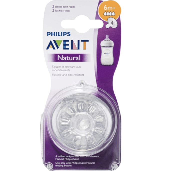 Philips Avent Natural 2 Teats With Fast Flow 6 Months And +