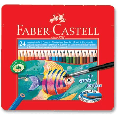 Faber Castell Watercolor Pencil Set Of 24 Assorted Color Tin Case (Clfc29_308)