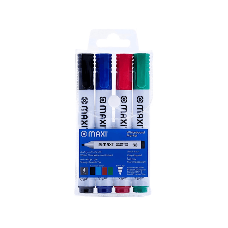 Maxi whiteboard marker 4 colors Writes Clear Wipes out Instant - 7343