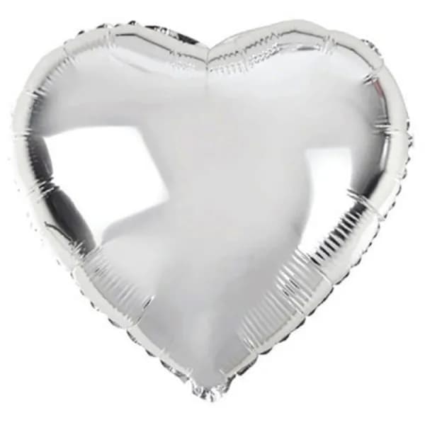 10" Heart Shape Foil Balloon Silver No Helium