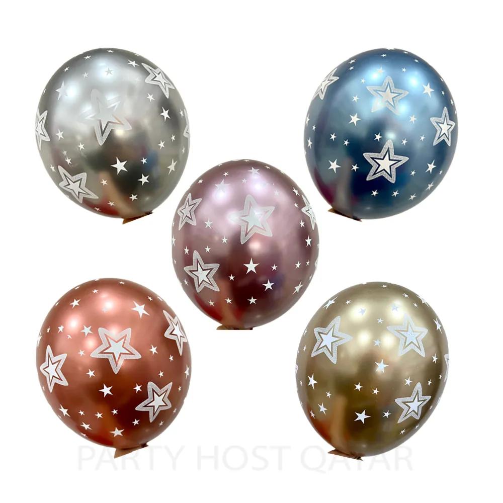 Chrome Star Print Helium Balloon (Mix Color)