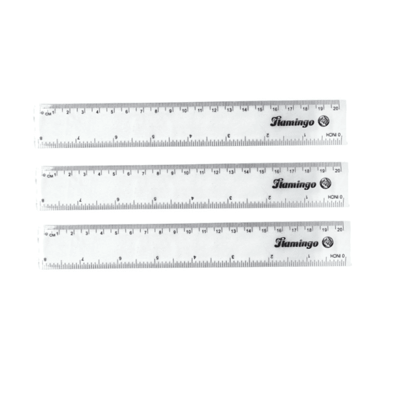 Offer 3 Of Flamingo 20cm Plastic Clear Ruler - 11838 3pcs