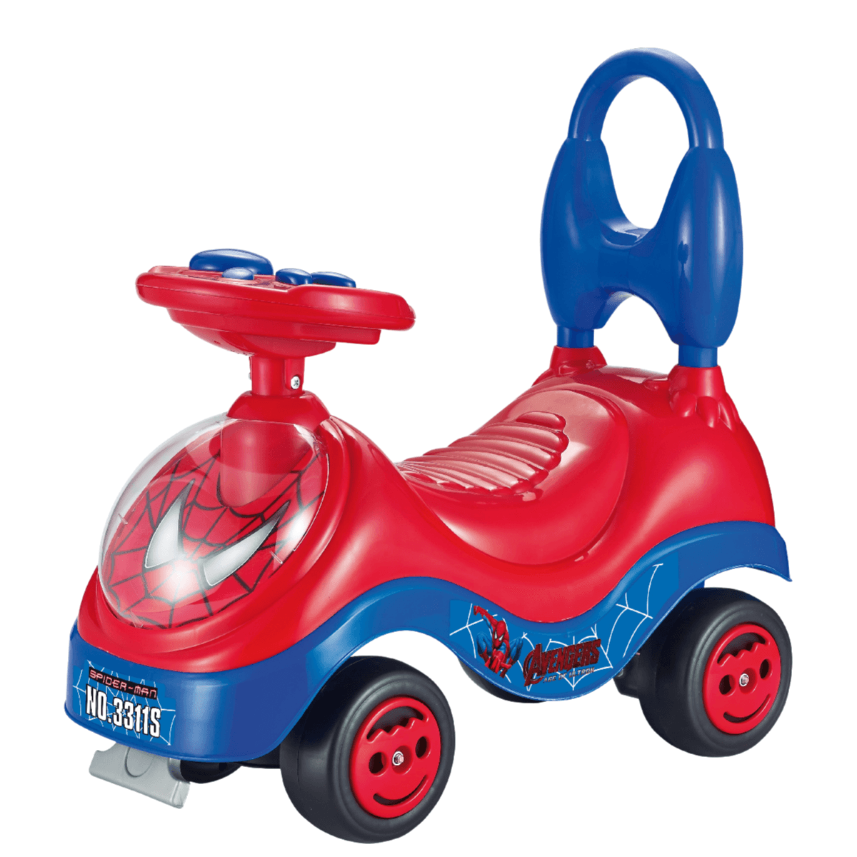 Spiderman Ride On Car  For Toddlers Push Along Sit on Car with Light and Sound (ROWD16)