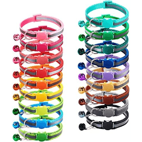 Adjustable Reflective Nylon Cat ID Collar With Bells