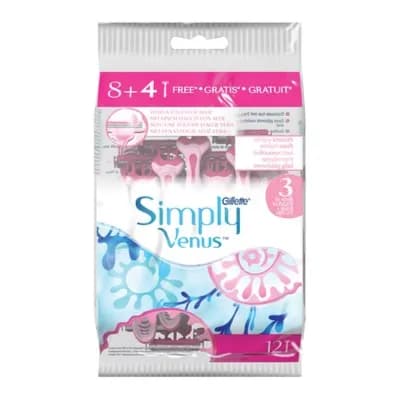 Gillette Simply Venus 8 + 4 Free 3 Lames Mesjes Klingen Blades 12 Pieces