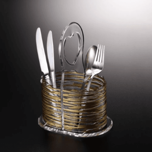 Vague Cutlery Holder Bark Golden S-13.5*9*(H)21cm--02-866gt