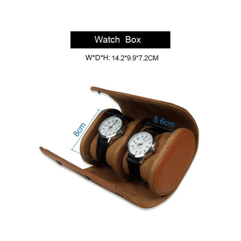 2 Slot Travel Watch Roll Case Brown Color