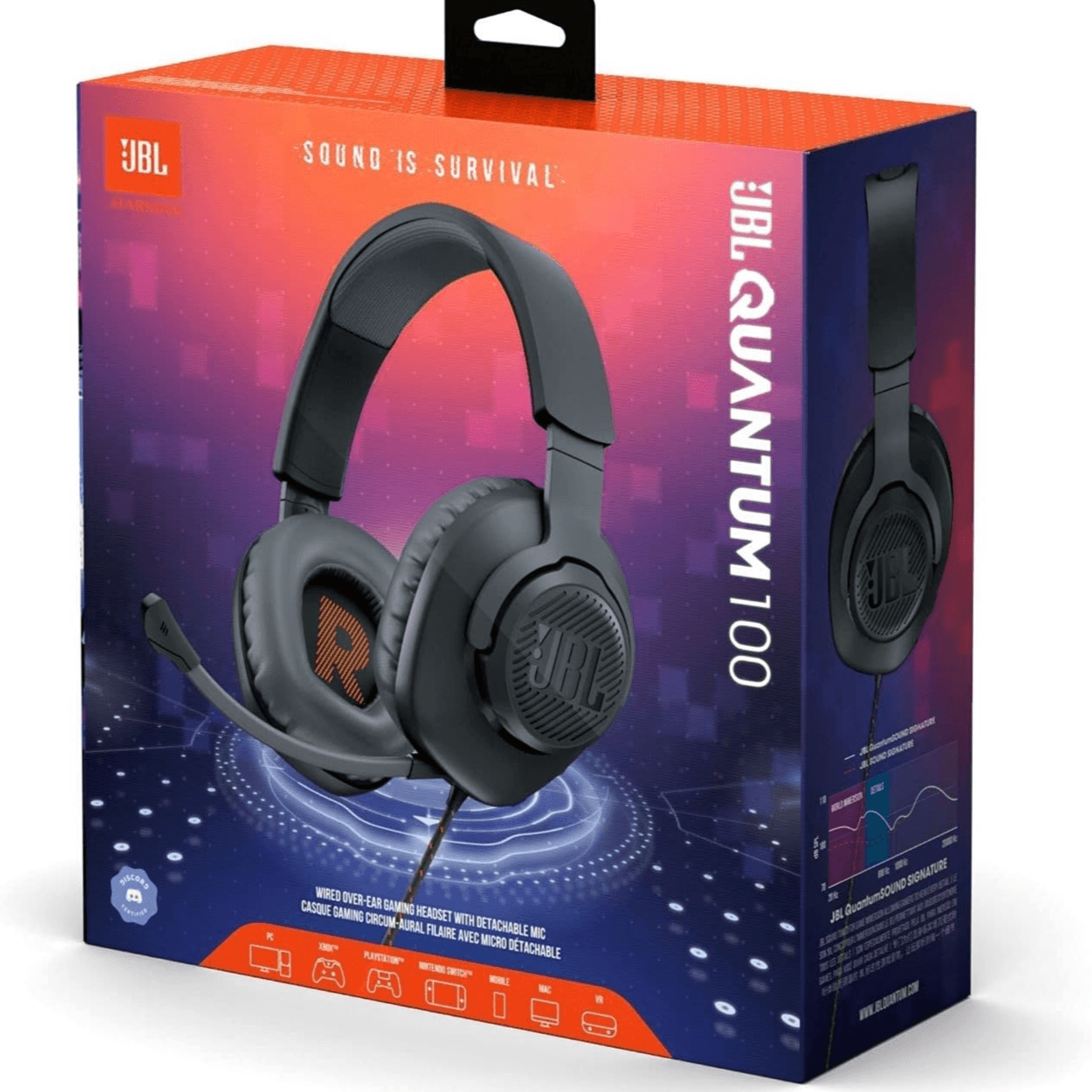 JBL Quantum 100 Wired Headphones - Black