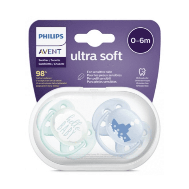 Philips Avent Soother Ultra Soft 0-6 Months Hello Baby And Blue Boat 222.01