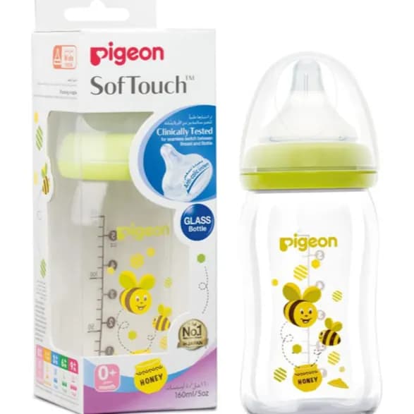 Pigeon Glass SoftTouch Wide Neck Decorated Glass Bottle, 160ml