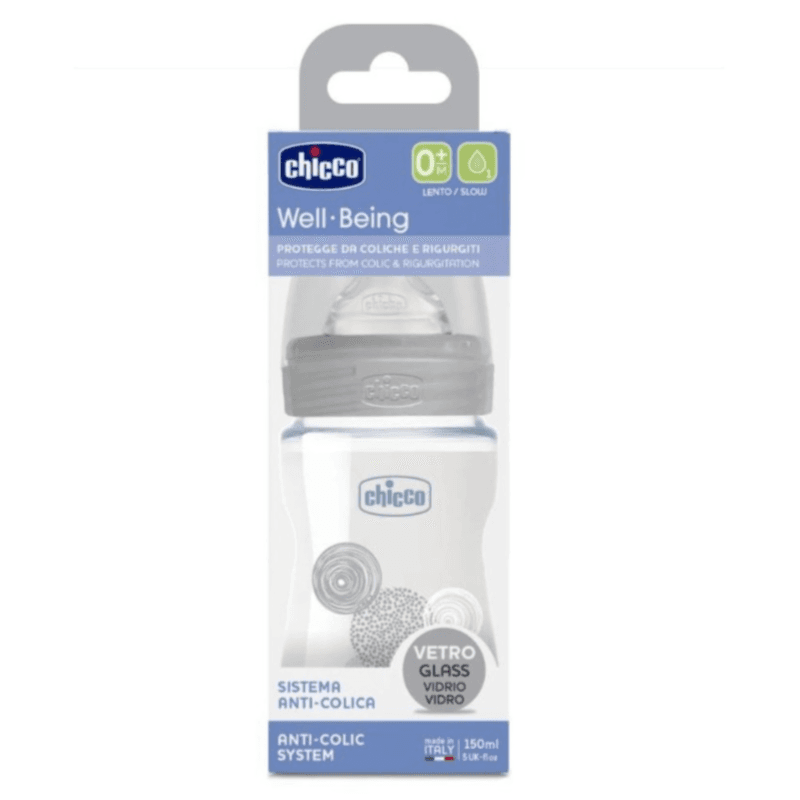 Chicco Well Being Glass Bottle Silicone - 150 Ml