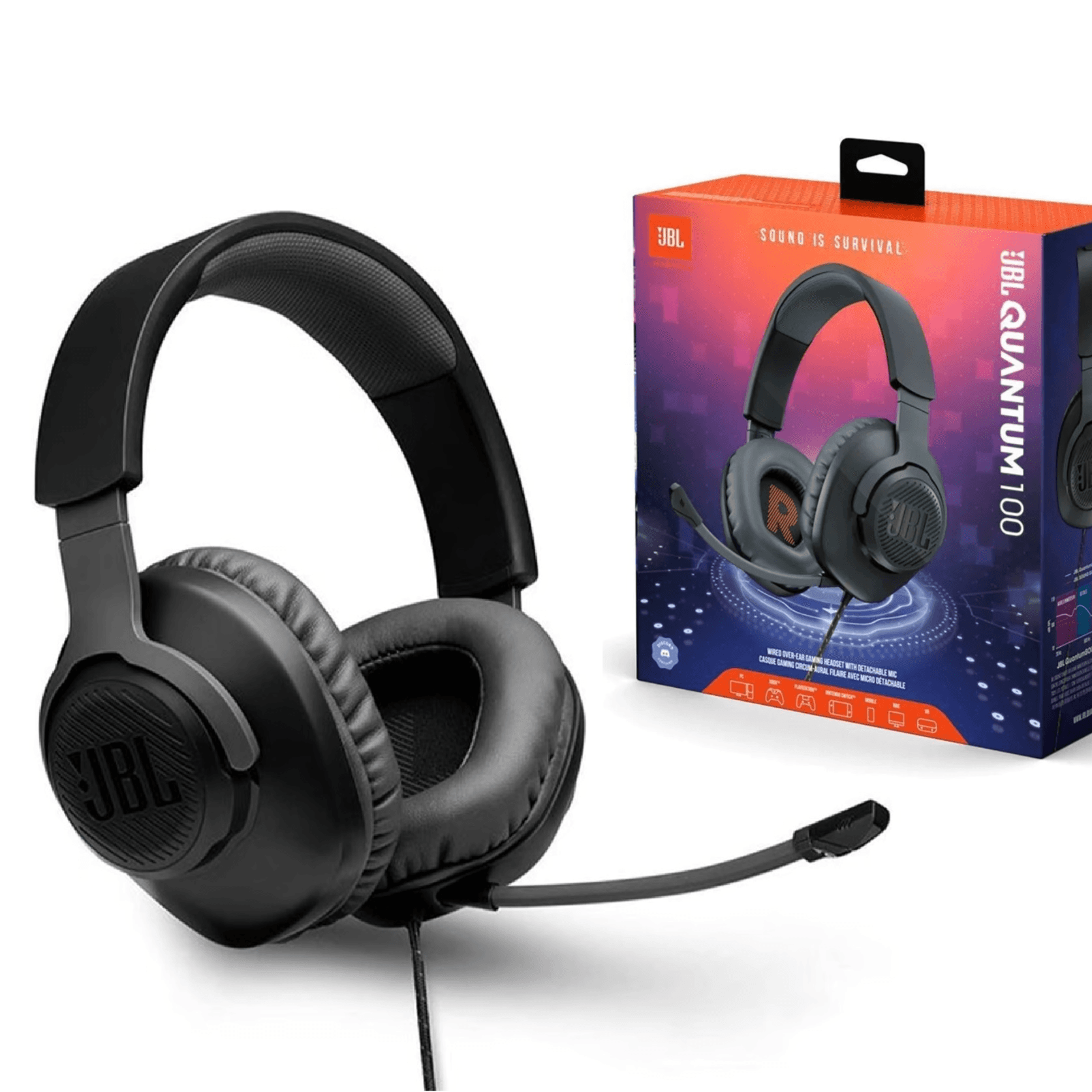 JBL Quantum 100 Wired Over-Ear Gaming Headset - Black