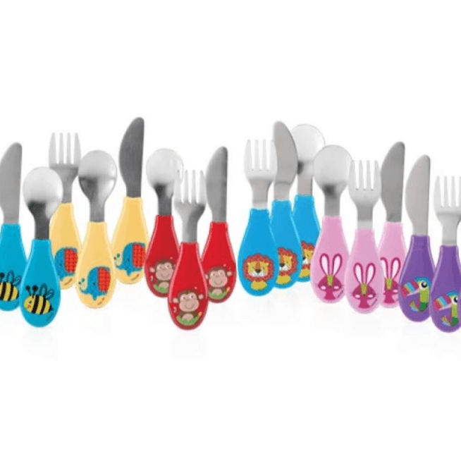 Nuby Stainless Steel Cutlery Set 12m + 3 Pieces Assorted Color