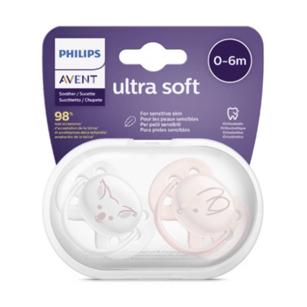 Philips Avent Soother Ultra Soft 0-6 Months White Koala And Pink Rabbit 222.04