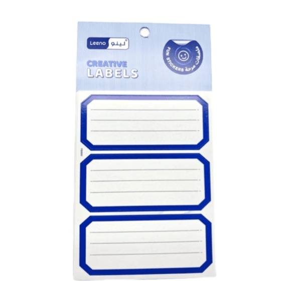 Leeno Blue Border Name Label Stickers 8 Sheets 24 Stickers - 11360