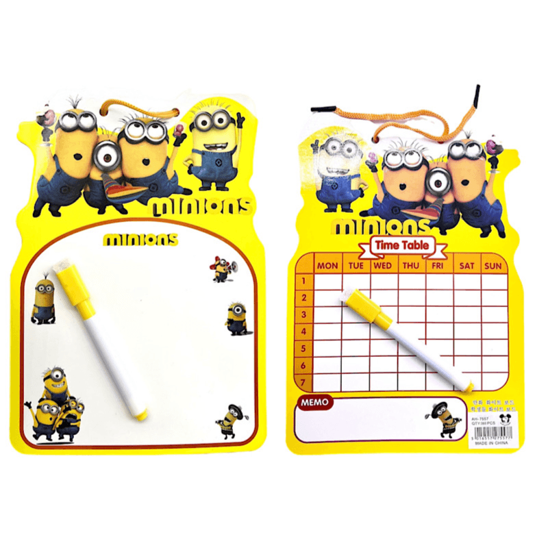 time table and white paper board for kids with pen minions - 9184