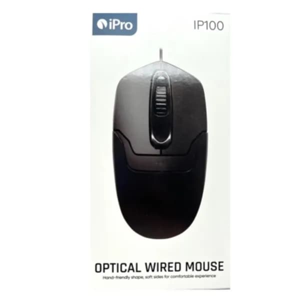 Ipro Optical Wired Mouse Hand Friendly Shape Cable Length 1.35meter - 10673