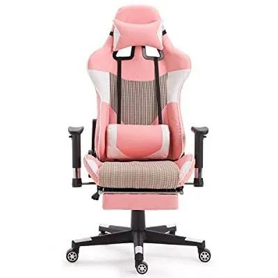 Office Chair Gaming Chair Pink, 360° Swivel Multifunction 90-180° Lifting Adjustment Headrest Sponge Cushion Suitable For Gaming/Office