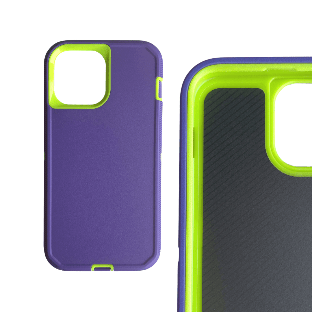 Armor Protective Case iPhone 14 or 14 Plus or 14 Pro Purple Green