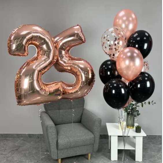 Hellium Balloons Rose Gold And Black