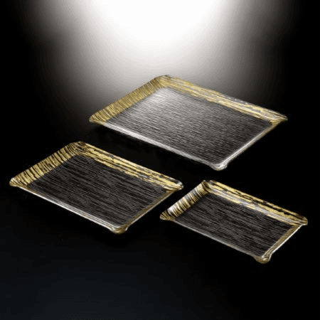 38 Cm Rectangular Acrylic Serving Tray, Golden Color-02-777