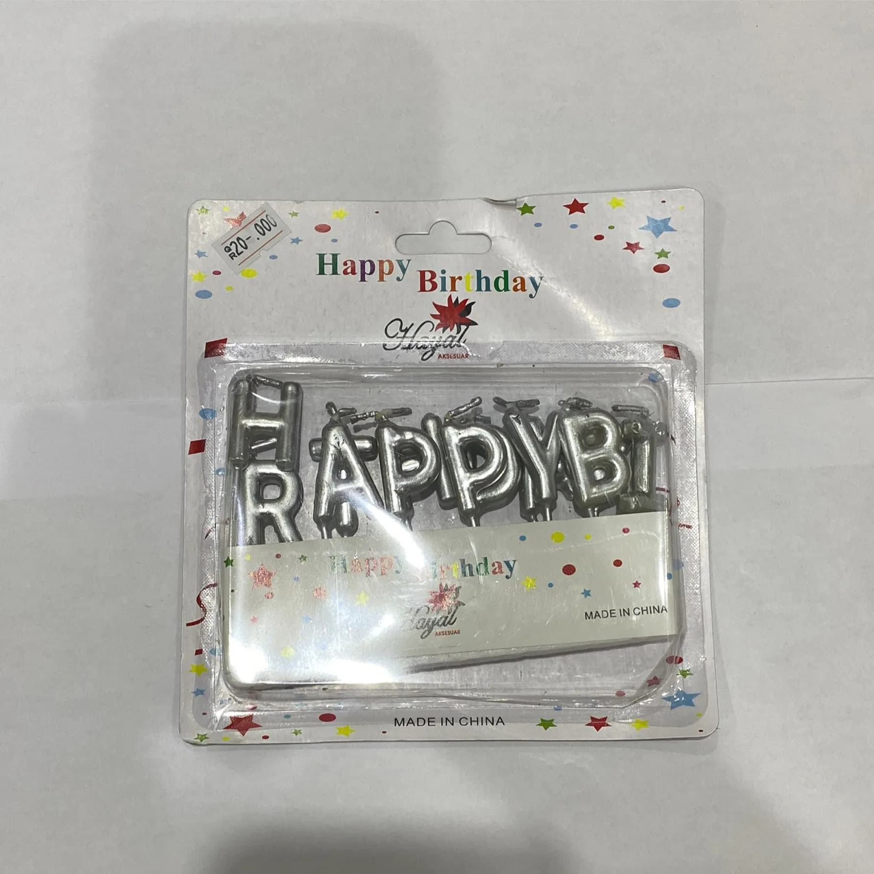 Silver Happy Birthday Candles Set