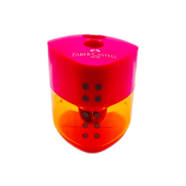 Faber-castell Double Hole Triangular Grip Sharpener Pink Colour - 9121