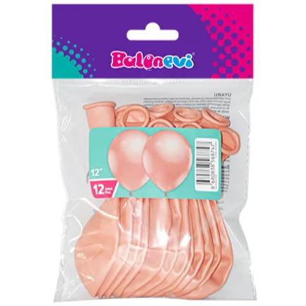 12" Metallic Rose Gold Balloon 12 Pieces Per Pack