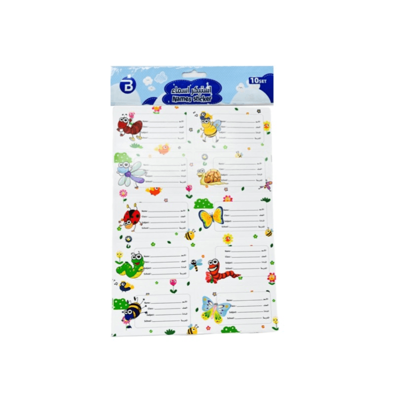 Bookey Insects 10 Sheets Name Stickers Self Adhesive Sticky Label Total 100 Stickers White Colour - 11862