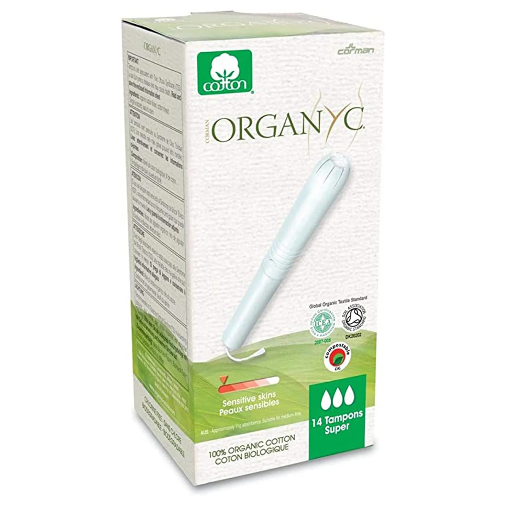 Organyc 100% Organic Cotton Tampons With  Cardboard Applicator  Super