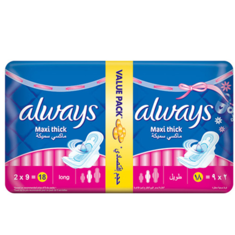 Always Maxi Thick Clean And Dry 18 Pads