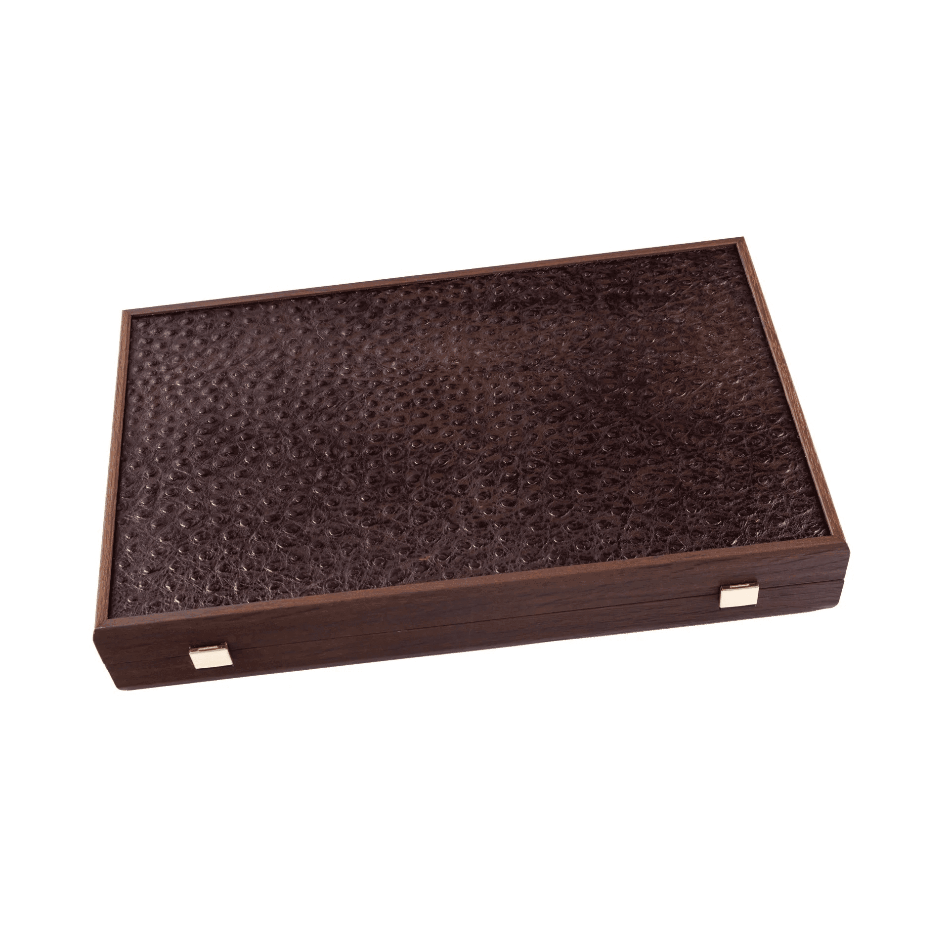 Ostrich Tote In Brown Leather Backgammon