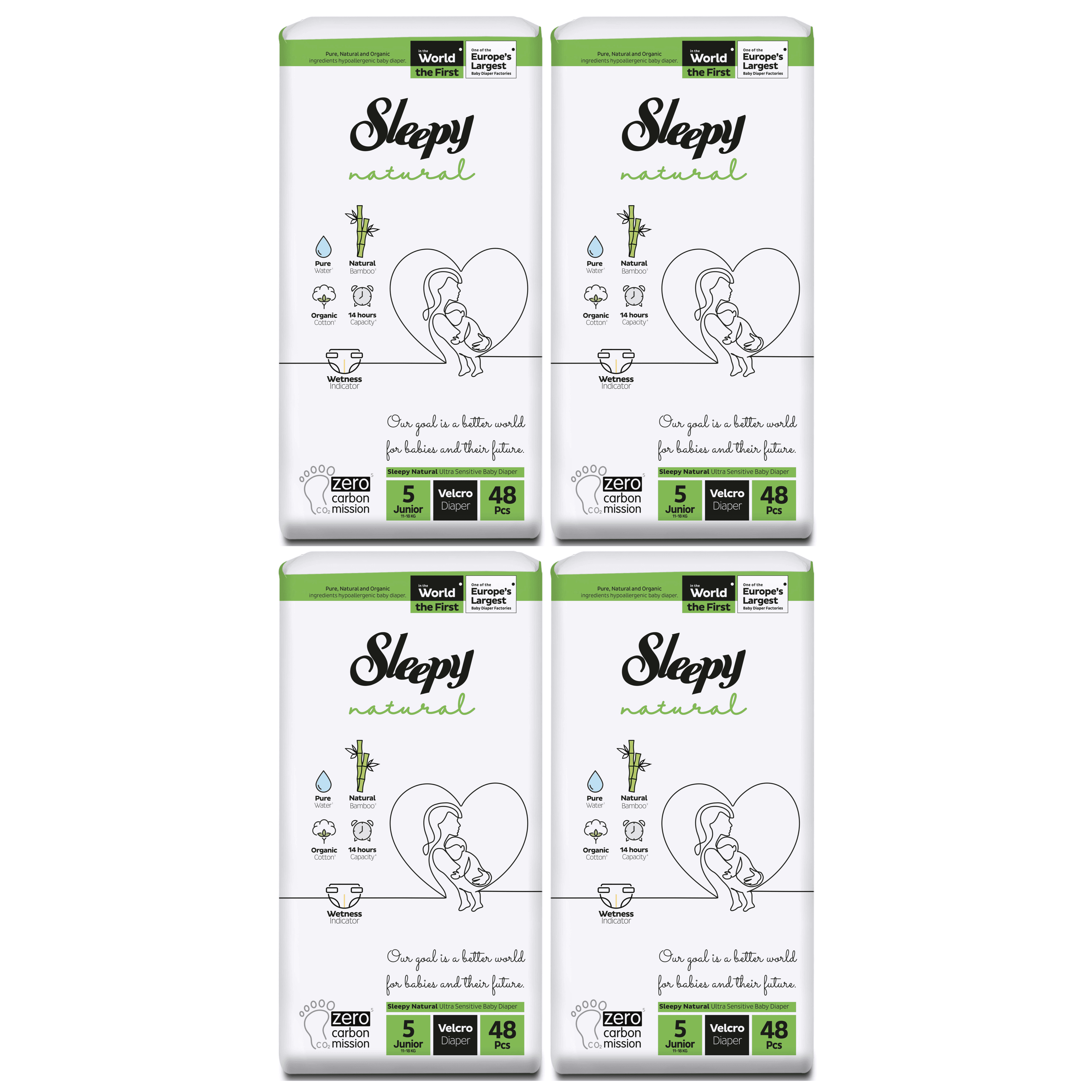 Sleepy Natural Diapers No. 5 - Eco Package (4 Bags)